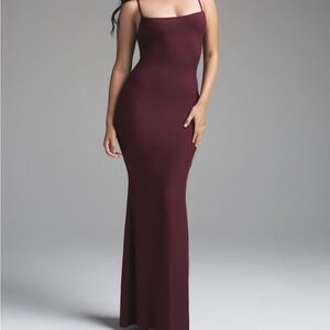 Skims Soft Lounge Long Slip Dress- XS, Bordeaux.